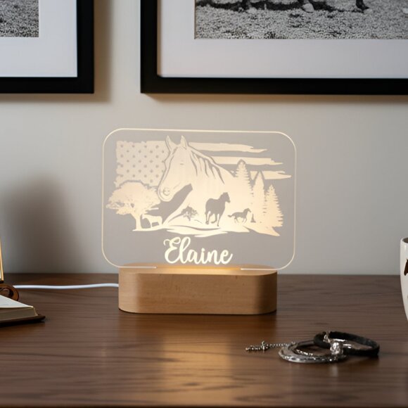 Cowboy Ride Custom Name Light • Personalized LED Cloud Decor • Western Gift - Picture 8 of 8